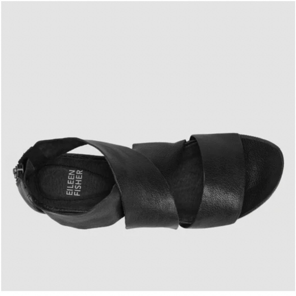 EILEEN FISHER Sport Tumbled Leather Sneaker Sandal Black Women’s Size 8 - Picture 3 of 7